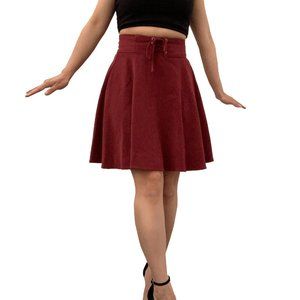 Dark Red Burgundy Color Circle Skater Skirt Japanese Brand Vintage Style Small